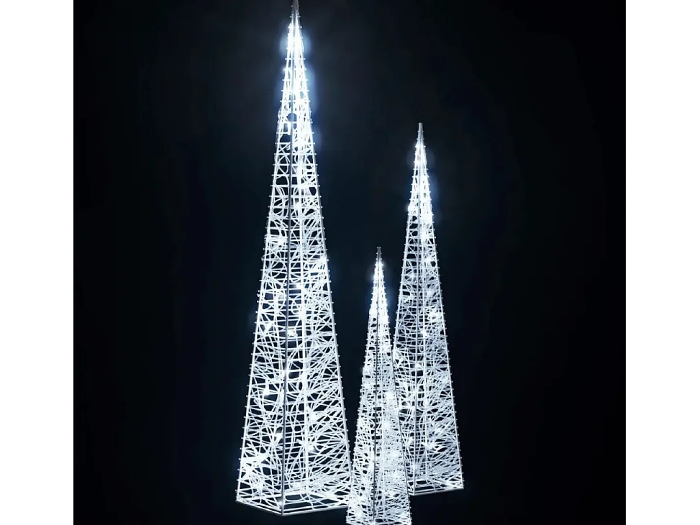 vidaxl Iluminación Exterior-Set cono luz LED decorativo acrílico frío 30/45/60cm Blanco