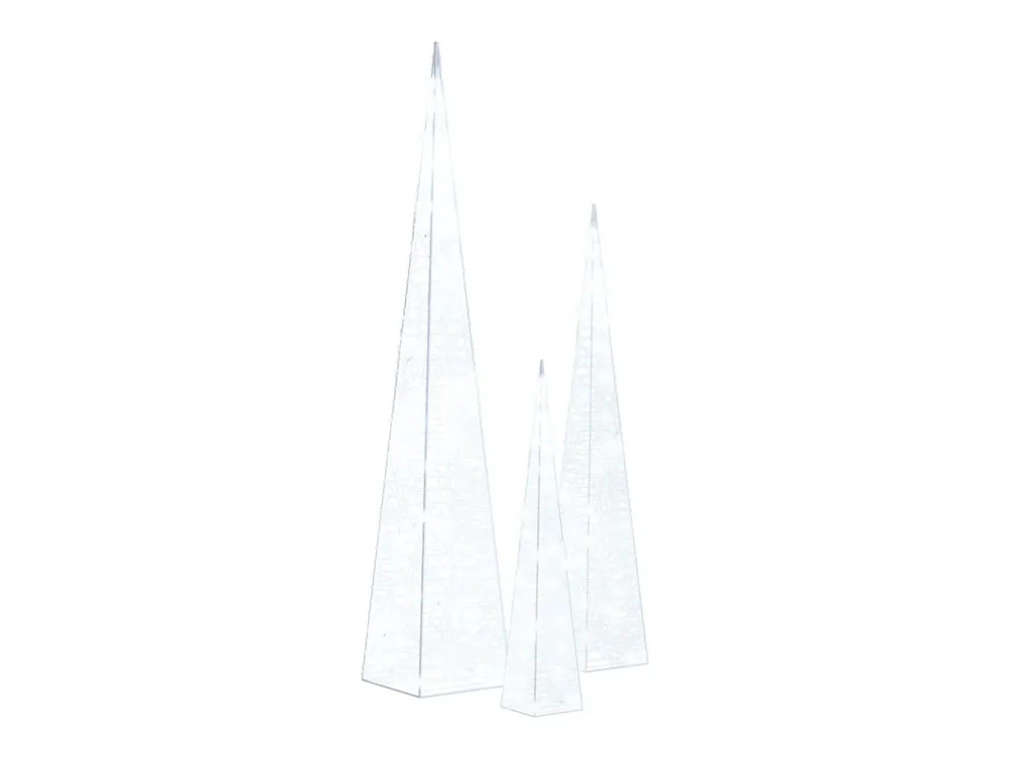 vidaxl Iluminación Exterior-Set cono luz LED decorativo acrílico frío 30/45/60cm Blanco