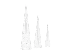 vidaxl Iluminación Exterior-Set cono luz LED decorativo acrílico frío 30/45/60cm Blanco