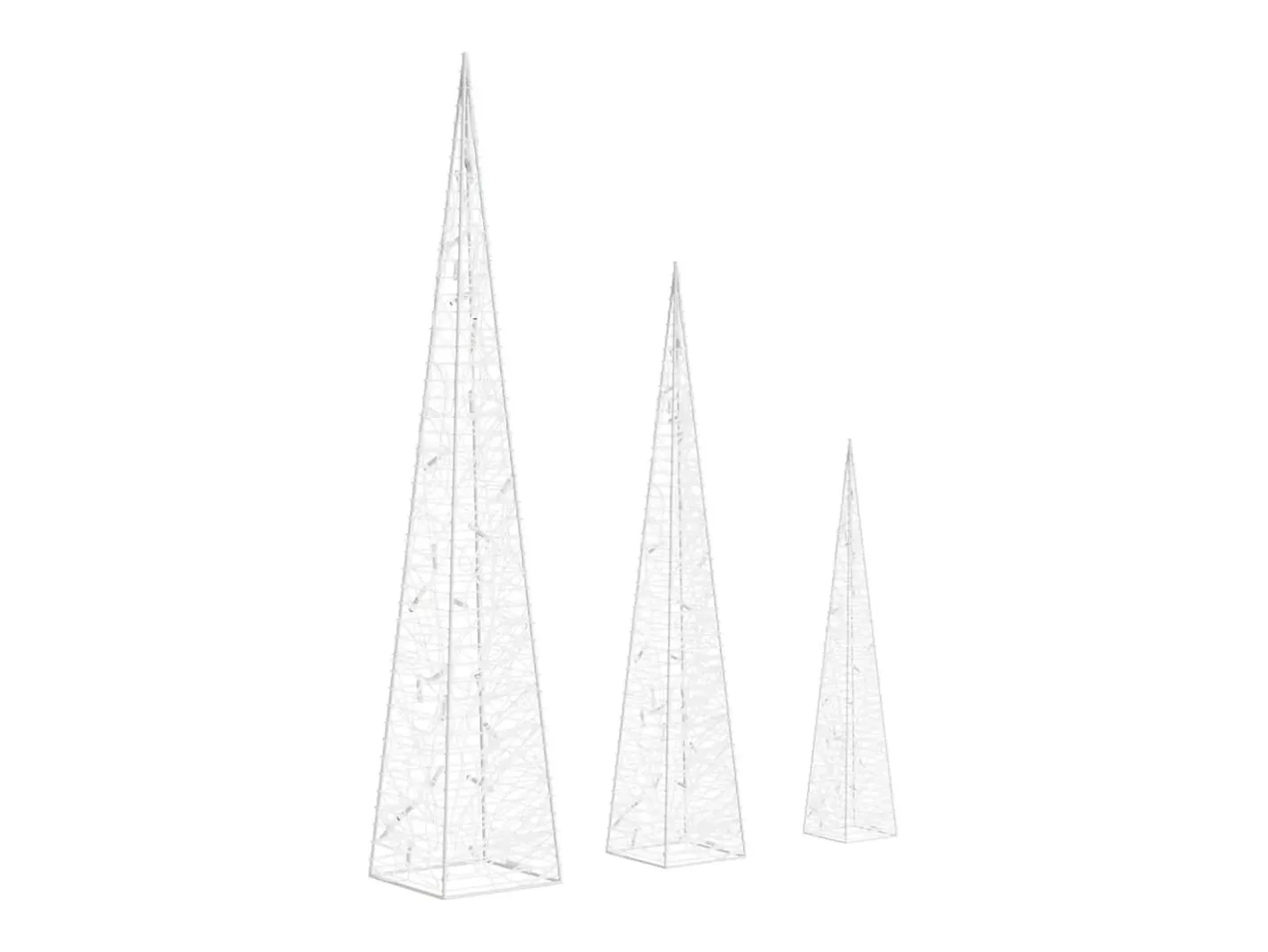 vidaxl Iluminación Exterior-Set cono luz LED decorativo acrílico frío 30/45/60cm Blanco