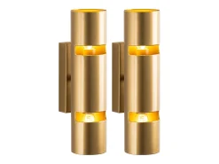 Hot OZAIA Set de 2 apliques de pared de metal - Alt. 30 x D. 8 cm - LYORA Dorado