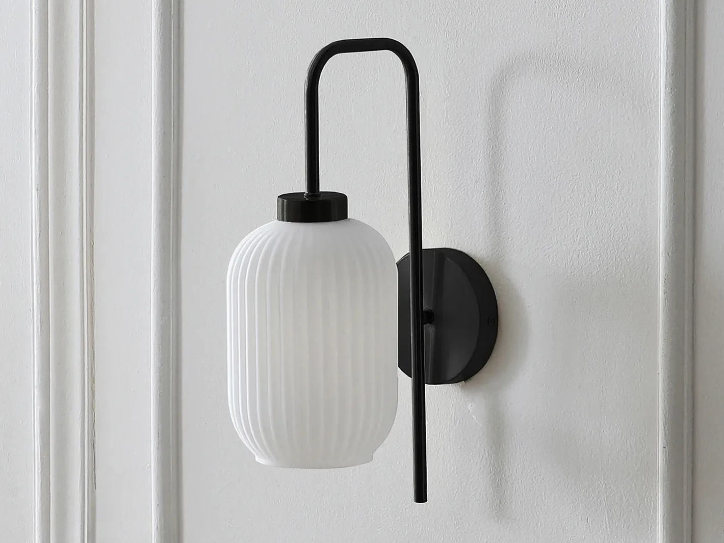 Online OZAIA Set de 2 apliques de pared en metal y cristal texturado blanco - L.25 x Alt.41 cm - Negro - LOUXOR Negro / Blanco