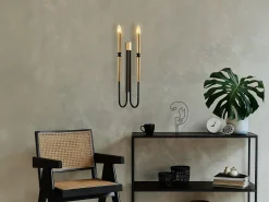 OZAIA Aplique Para Pared-Set de 2 apliques de pared estilo candelabro de metal - Dorado y negro - Alt. 58 cm - OVYLA Negro / Dorado