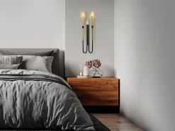 OZAIA Aplique Para Pared-Set de 2 apliques de pared estilo candelabro de metal - Dorado y negro - Alt. 58 cm - OVYLA Negro / Dorado