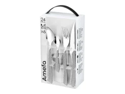 Amefa Cubierto-Set de 24 cubiertos Geo acero inoxidable gris Gris / Blanco