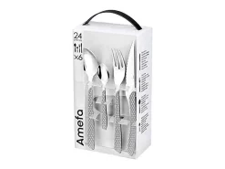Amefa Cubierto-Set de 24 cubiertos Geo acero inoxidable gris Gris / Blanco