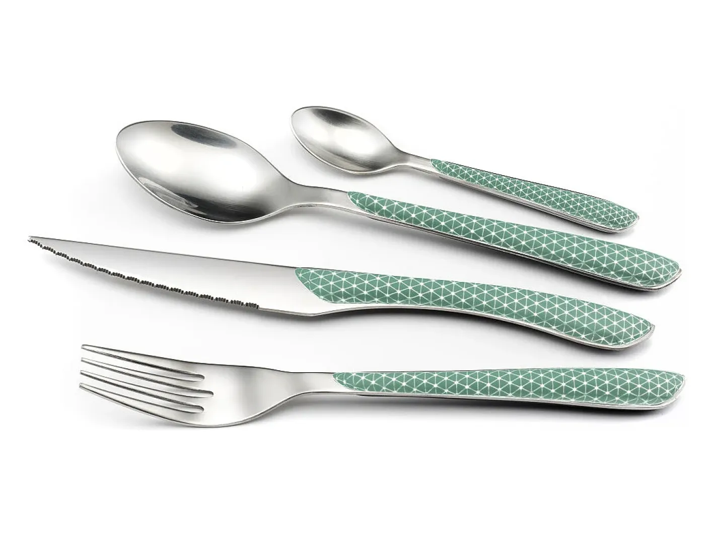 Amefa Set de 24 cubiertos Geo acero inoxidable agua marina Verde / Blanco Hot