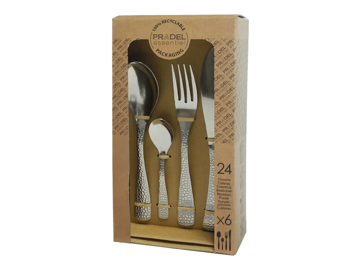 Set de 24 cubiertos Tam Tam Amefa mango grabado inox Plateado Hot