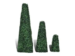 Set de 3 de Boj pirámides artificiales poda artística ES342177 Verde Discount
