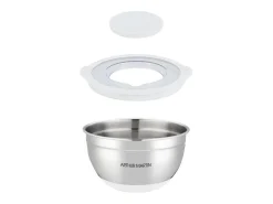 Arthur Martin Set de 3 ensaladeras de acero inoxidable 16-24 cm con tapas herméticas y base antideslizante de silicona Multicolor