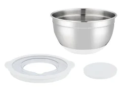 Arthur Martin Set de 3 ensaladeras de acero inoxidable 16-24 cm con tapas herméticas y base antideslizante de silicona Multicolor