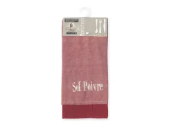 Hot Soleil d'ocre Set de 2 paños de cocina en algodón SEL y pimiento , bordado 50x70 cm Rojo