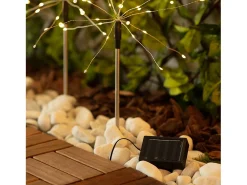 Ledkia Guirnalda Luminosa-Set de 3 Pinchos LED Exterior Solar Diente de Leon 3000K Blanco Cálido Negro