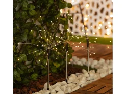 Ledkia Guirnalda Luminosa-Set de 3 Pinchos LED Exterior Solar Diente de Leon 3000K Blanco Cálido Negro