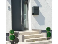 Hot Set de 2 plantas artificiales de boj, resistentes a los rayos UV con doble bola, para interior y jardín, de plástico, color (17 x 17 x 60 cm) Verde