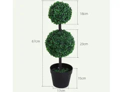 Online Set de 2 plantas artificiales, 67 cm, con 2 bolas, plástico, (23x23x67 cm) Verde