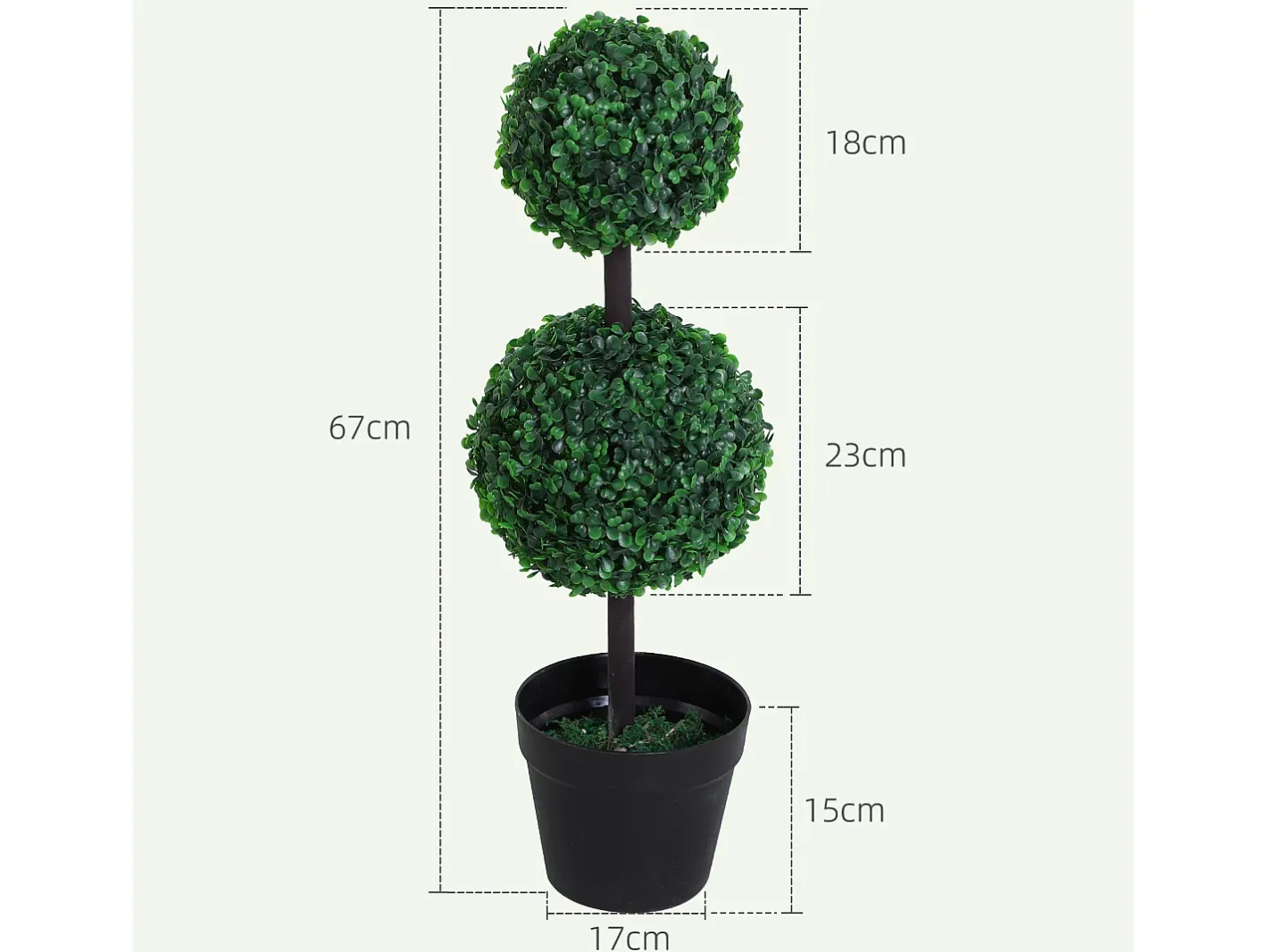 Online Set de 2 plantas artificiales, 67 cm, con 2 bolas, plástico, (23x23x67 cm) Verde