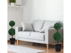 Online Set de 2 plantas artificiales, 67 cm, con 2 bolas, plástico, (23x23x67 cm) Verde