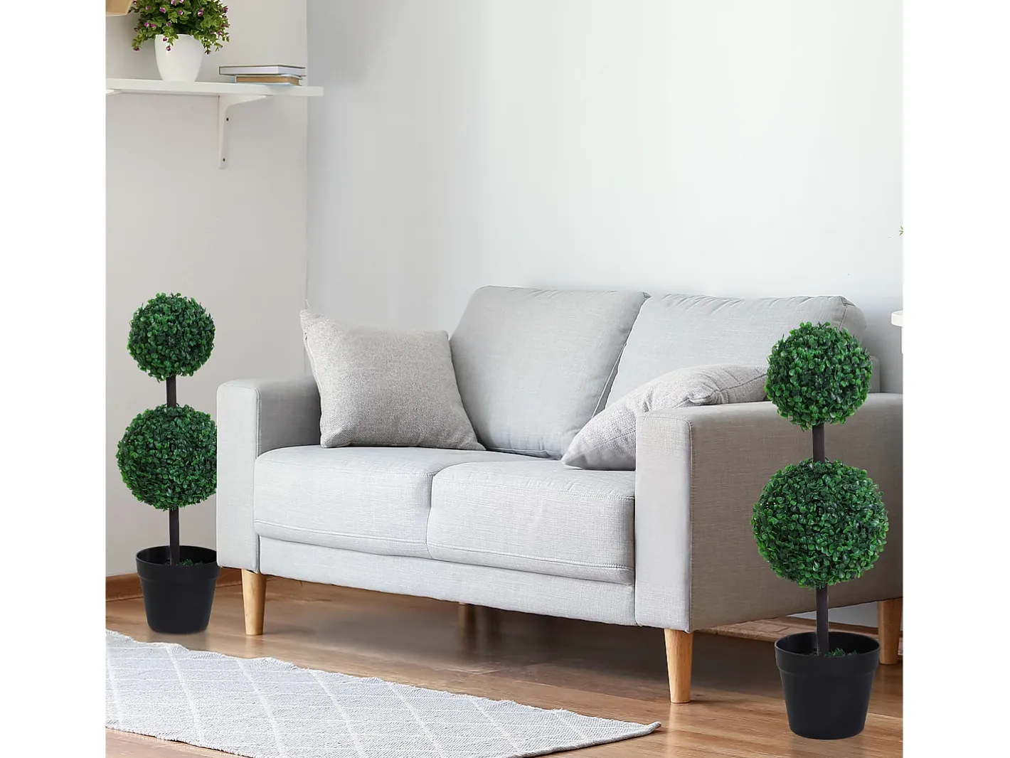 Online Set de 2 plantas artificiales, 67 cm, con 2 bolas, plástico, (23x23x67 cm) Verde