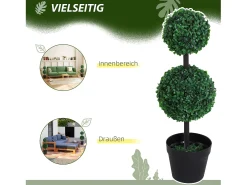 Online Set de 2 plantas artificiales, 67 cm, con 2 bolas, plástico, (23x23x67 cm) Verde