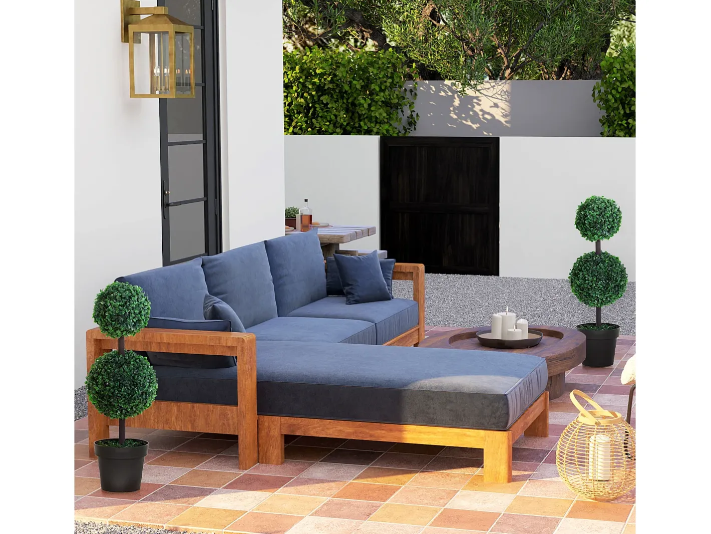 Online Set de 2 plantas artificiales, 67 cm, con 2 bolas, plástico, (23x23x67 cm) Verde