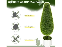 Planta Artificial-Set de 2 plantas de ciprés artificial, de plástico, color , en macetas con musgo decorativo (12x12x90 cm) Verde