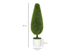 Planta Artificial-Set de 2 plantas de ciprés artificial, de plástico, color , en macetas con musgo decorativo (12x12x90 cm) Verde