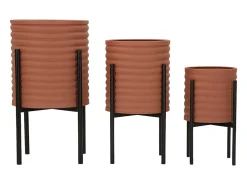 Set de 3 portamacetas redondos modernos de metal colorido Milly Tris Rojo
