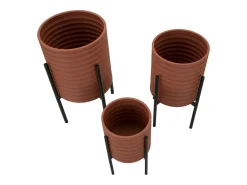 Set de 3 portamacetas redondos modernos de metal colorido Milly Tris Rojo