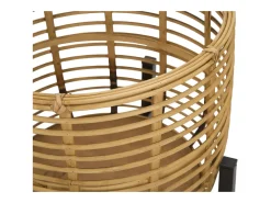 Sale Set de 2 portamacetas redondos de ratán con soporte de metal negro Zeyok Marru00f3n