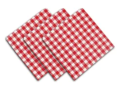 Soleil d'ocre Set de 3 servilletas de tela 45x45 cm VICHY, por Rojo Discount