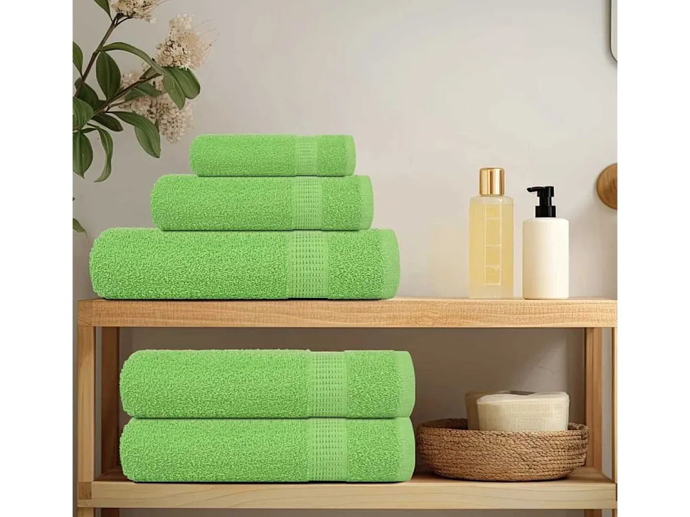 vidaxl Set de 12 toallas Ariel 360 gramos algodón Verde Hot