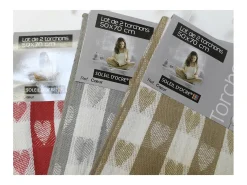 Outlet Soleil d'ocre Set de 2 toallas de algodón COEUR taupe, jacquard 50x70 cm Topo