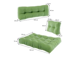 Clearance Vicco Set de cojines para paletas 120x80x15 flocken Verde