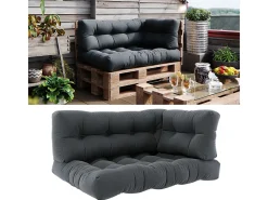 Vicco Ropa De Casa-Set de cojines para paletas antracita 120x15x80 flocken Gris antracita