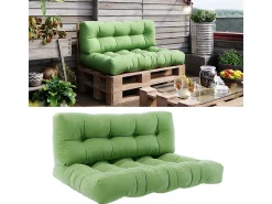 Clearance Vicco Set de cojines para paletas 120x15x80 flocken Verde