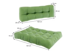 Clearance Vicco Set de cojines para paletas 120x15x80 flocken Verde