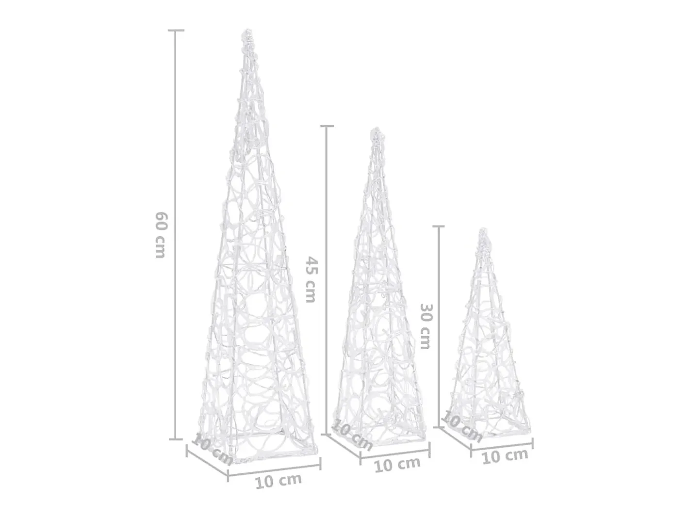 vidaxl Set de cono de luz LED decorativo acrílico 30/45/60cm Azul Discount