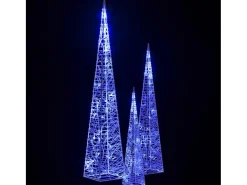 vidaxl Set de cono de luz LED decorativo acrílico 30/45/60cm Azul Discount