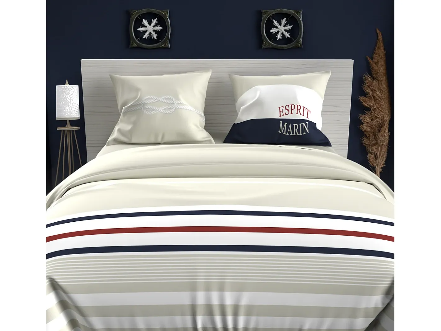 Soleil d'ocre Ropa De Cama-Set de funda nórdica 260x240 cm en algodón arena 57 Fils MARIN, por Beige
