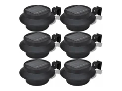 Best Set de lámparas solares de exterior para valla 6 piezas ES237011 Negro