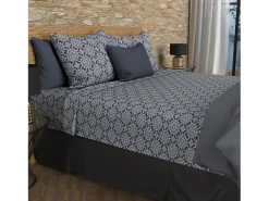 Soleil d'ocre Ropa De Cama-Set de sábanas de algodón 57 hilos 260x300 cm ESMERALDA marine Azul