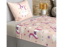 Soleil d'ocre Set de sábanas 180x290 cm LISOcornios , 100% algodón 57 hilos/cm2 Rosa New