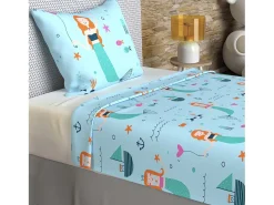 Soleil d'ocre Ropa De Cama-Set de sábanas 180x290 cm SIRENES , 100% algodón 57 hilos/cm2 Azul