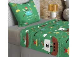 Clearance Soleil d'ocre Set de sábanas 180x290 cm piratas, 100% algodón 57 hilos/cm2 Verde