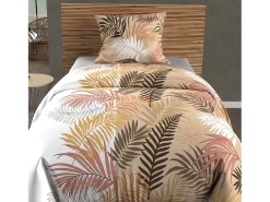 Soleil d'ocre Ropa De Cama-Set funda edredón de algodón 57 hilos 140x200 cm JUNGLE white Blanco