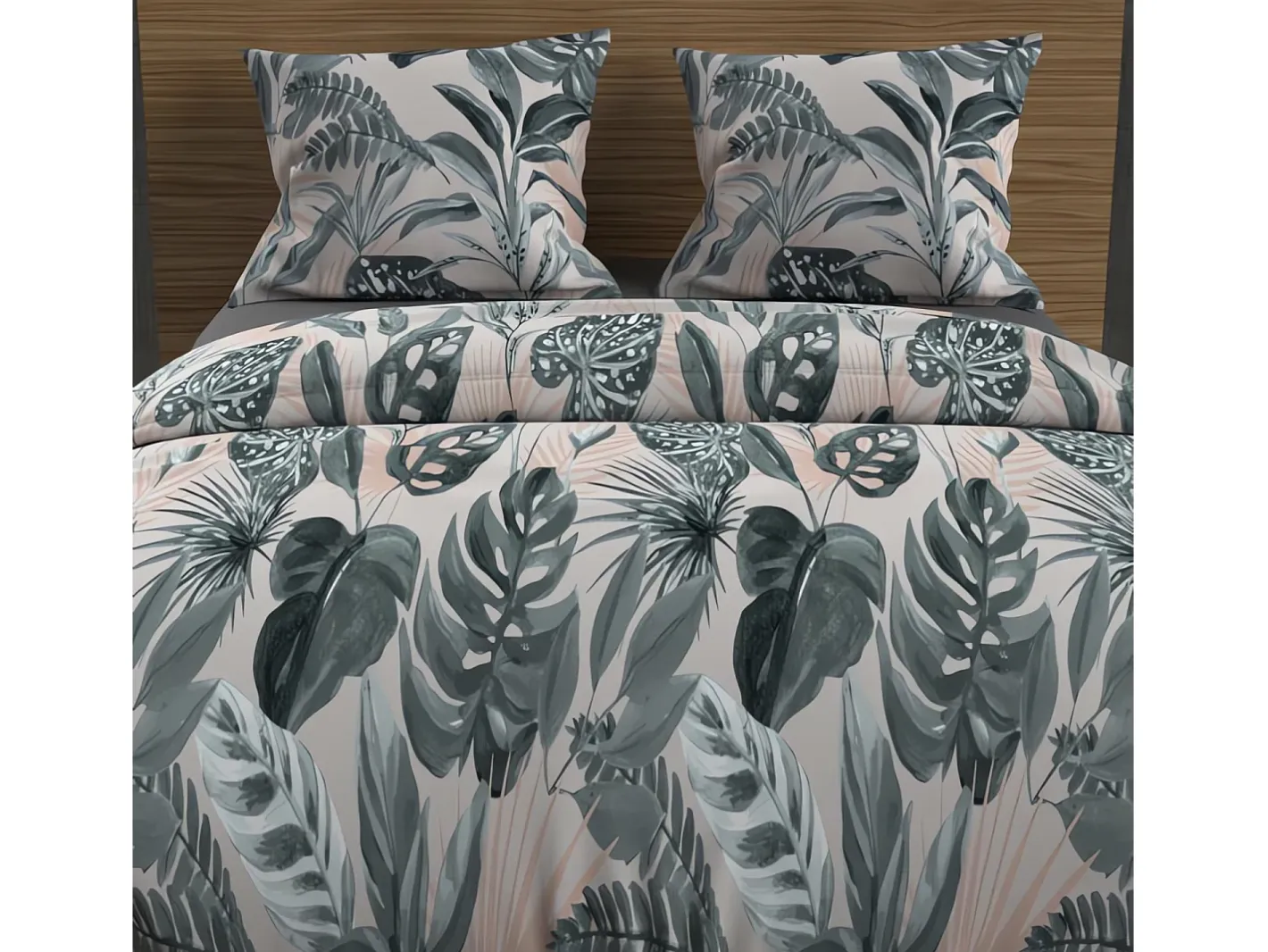 Soleil d'ocre Ropa De Cama-Set funda nórdica de algodón 57 hilos 260x240 cm TROPIC green Verde