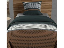 Soleil d'ocre Ropa De Cama-Set funda nórdica de algodón 57 hilos 140x200 cm THALES Ladrillo Rojo