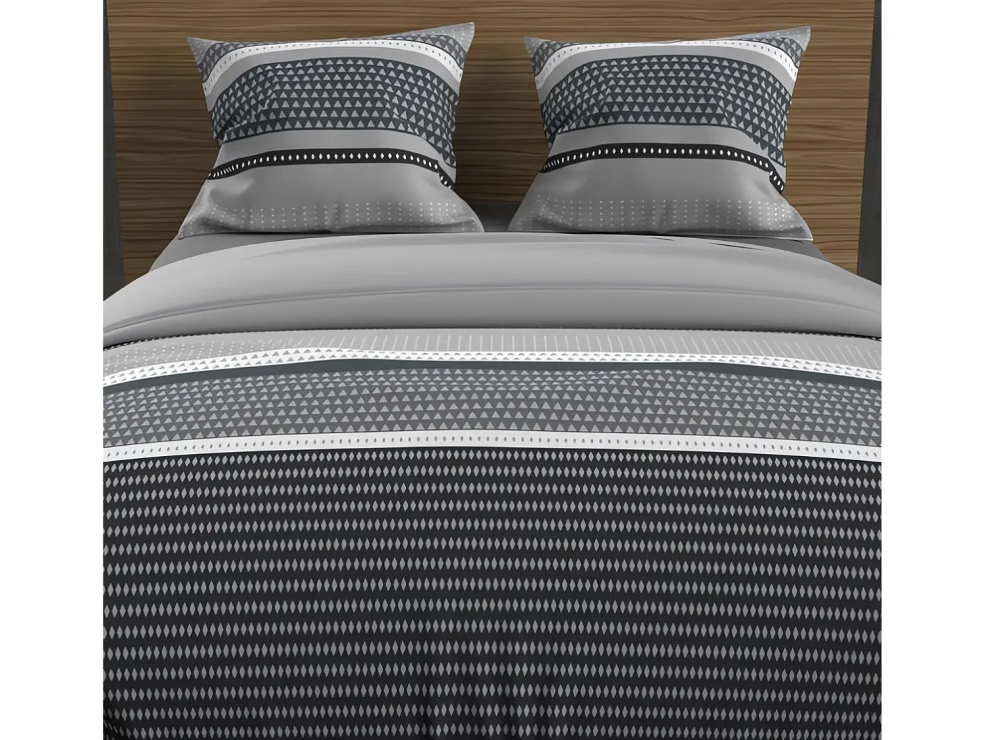 New Soleil d'ocre Set funda nórdica de algodón 57 hilos 260x240 cm THALES Gris