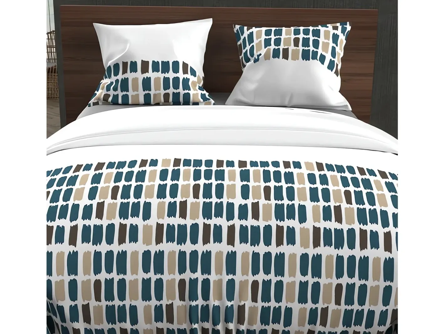 Soleil d'ocre Ropa De Cama-Set funda nórdica de algodón 57 hilos 260x240 cm FABIO Azul